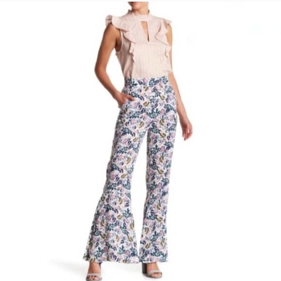 BCBGeneration Floral Print High Waist Flare Leg Palazzo Pants Sz. Extra Small XS - Picture 3 of 12